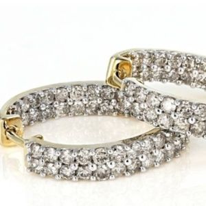 Diamond 10k Yellow Gold Inside Out Hoop Earrings